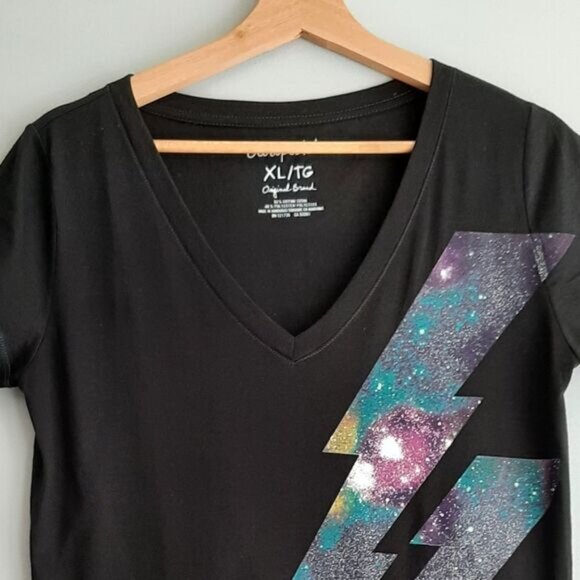 AEROPOSTALE Galaxy Thunderbolt Short Sleeve V-Neck T-Shirt Sz M - Picture 2 of 5